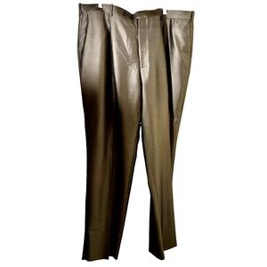 Men's Dress Pants Chocolate Brown Pleated Front Raw Hem 46/36 Wedding Office